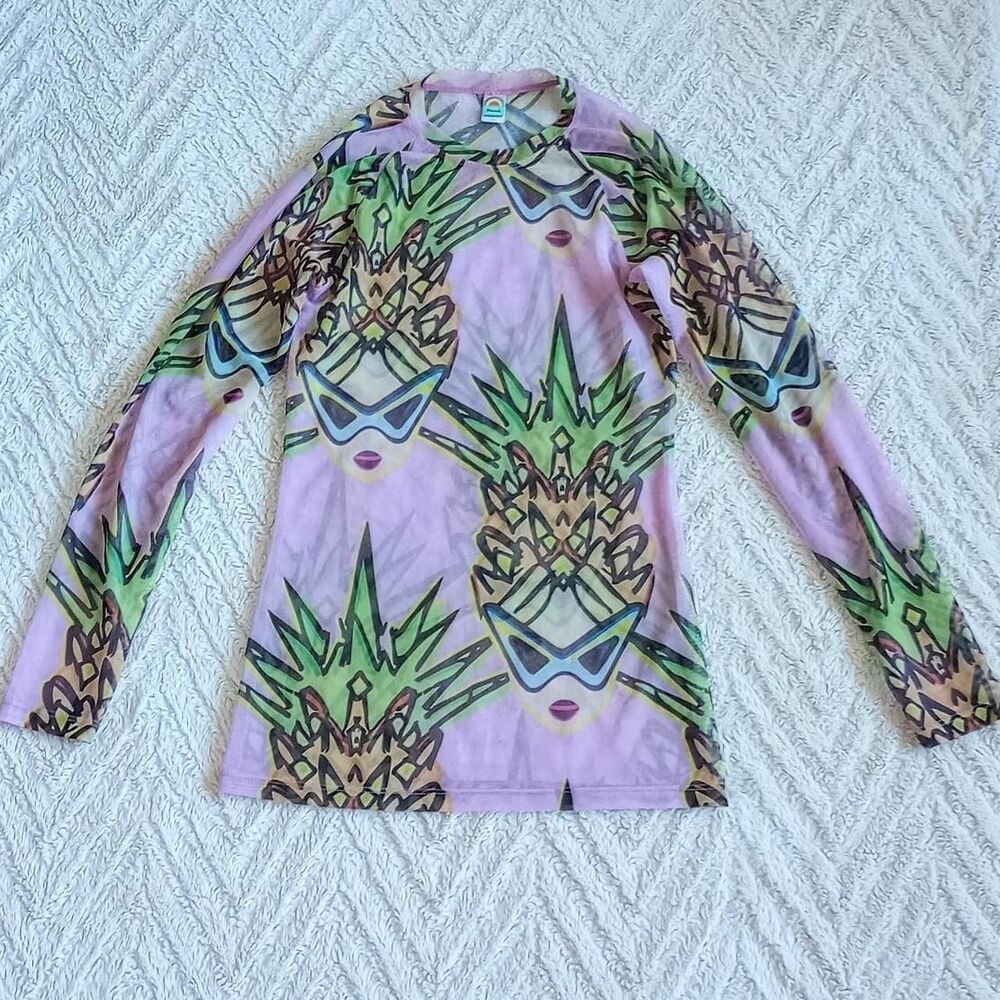 Y2K Style Piña Colada Sheer Mesh Funky Top